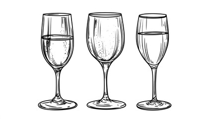 Hand Drawn Champagne Glasses Sketch Illustration