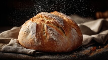 Freshly baked bread loaves