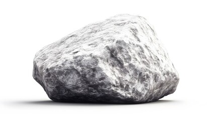 Large Gray Boulder Rock Isolated on White Background