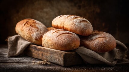 Freshly baked bread loaves