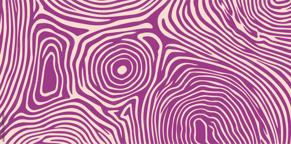 Fototapete abstract vector illustration with bold wavy lines forming hypnotic, organic shapes in a retro modern