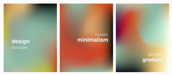 Vector posters in a soft-focus blurred style with smooth gradients in warm and cool tones. The design embodies current trends in abstract, minimalistic, and modern digital art aesthetics.