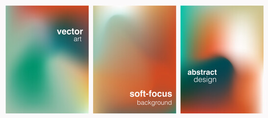 Vector posters in a soft-focus blurred style with smooth gradients in warm and cool tones. The design embodies current trends in abstract, minimalistic, and modern digital art aesthetics.
