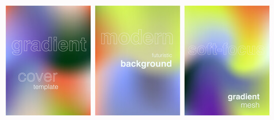 This vector illustration uses a gradient mesh style with soft-focus effects. Vivid colors—yellow, green, blue, purple, orange—blend smoothly, creating a trendy, modern backgrounds.