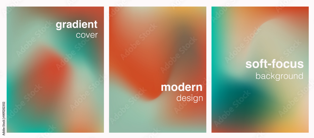 Wall mural vector posters in a soft-focus blurred style with smooth gradients in warm and cool tones. the desig