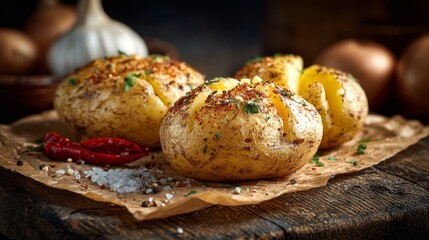 Freshly baked potatoes