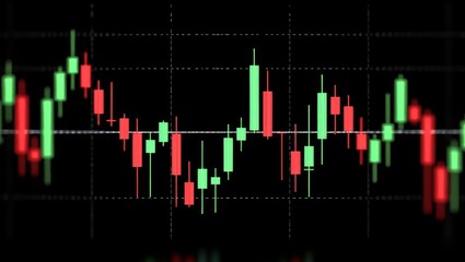 Vibrant candlestick chart highlights stock market trends showcasing green and red bars that represent price movements. A dynamic tool for traders capturing market fluctuations.