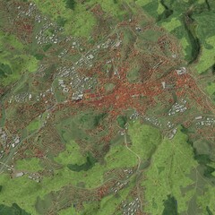 3D illustration of city and urban in Saint-Étienne France
