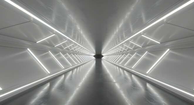 White futuristic tunnel interior