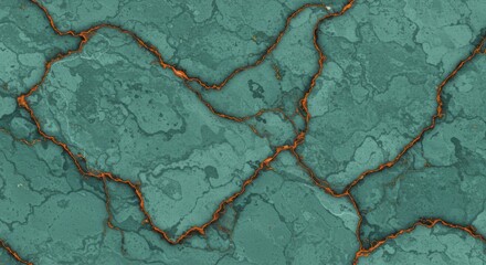 Green Stone Texture with Orange Veins