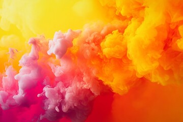 Abstract Vibrant Swirls of Pink, Orange, and Yellow Ink in Water, Creating a Dynamic and Colorful Background Ideal for Design Projects, Websites, and Artistic Expressions.  