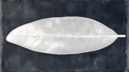 Elegant Silver Leaf on Dark Canvas Botanical Art Print