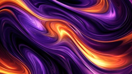 Obraz premium Abstract swirling patterns in vibrant purple and orange hues on a dark background