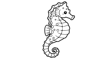 Cartoon Seahorse Swimming Underwater The