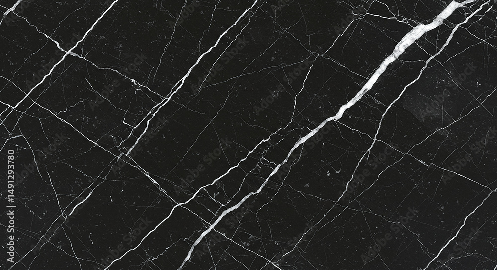 Poster black marble showing white veins creating a natural pattern