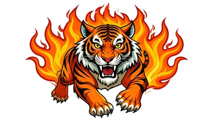 Fiery Tiger Leaping.