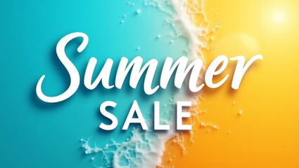 Vibrant digital banner for seasonal promotions featuring bold summer sale typography against a colorful gradient background