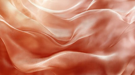 Fototapeta premium Soft, shimmering, rust-colored fabric drapes in elegant folds.
