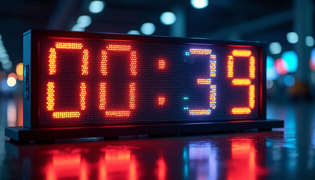 Modern Digital Clock Display on Office Desk