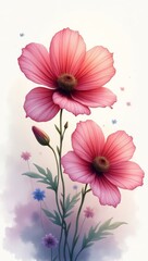 Fototapeta premium Vibrant watercolor painting of wildflowers in full bloom with velvet petals and shimmering gold accents