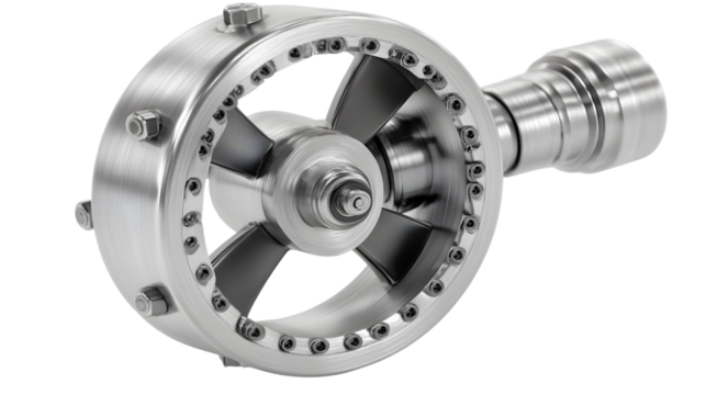 Precision Engineered Mechanical Component with Sleek Metallic Finish and Intricate Design for I