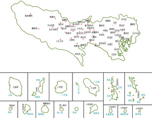 Obraz premium 東京都 地図 白 斑点 イラスト