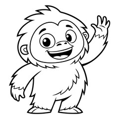 Fototapeta premium A Friendly Yeti Waving Hello, Adorable Cartoon Illustration. coloring page