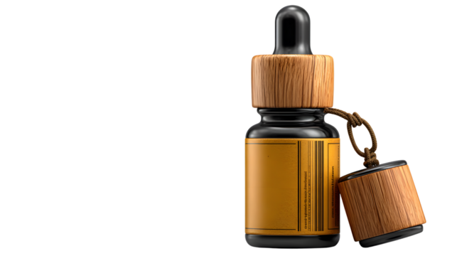 Elegant Glass Bottle with Wooden Dropper Cap and Rope Attachment for Essential Oils Perfumes