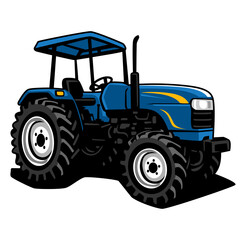 vector illustration of blue tractor gardening vehicle