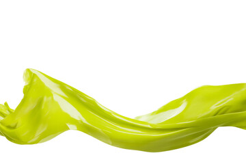 Vibrant chartreuse fluid shape, curve form, wave motion, cut out transparent