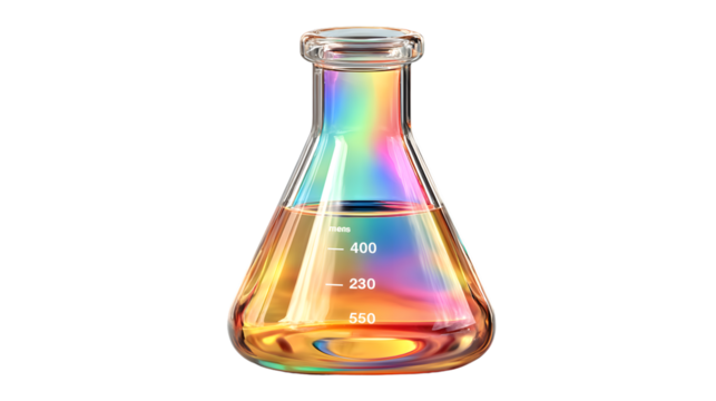 Colorful Chemical Reaction in a Glass Flask A Vibrant Display of Science and Chemistry for Edu