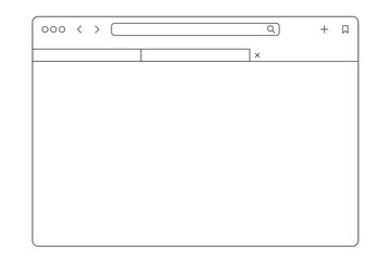 Generic web browser interface with tabs and URL bar with copy space outline vector