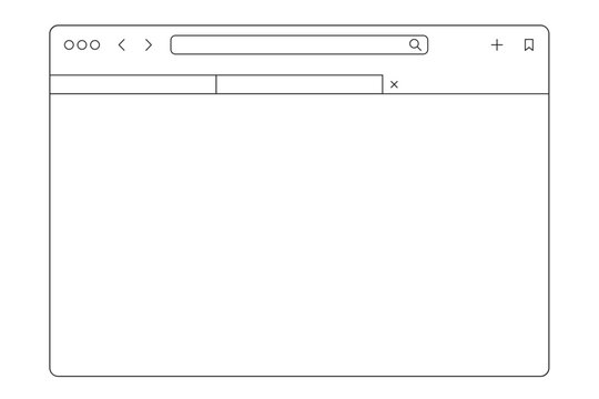 Generic web browser interface with tabs and URL bar with copy space outline vector