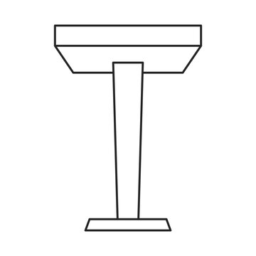 recommend clip art: Classic wooden lectern, podium or rostrum icon from in front for public speaking in outline vector