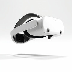 Modern White Virtual Reality Headset Isolated on White Transparent background