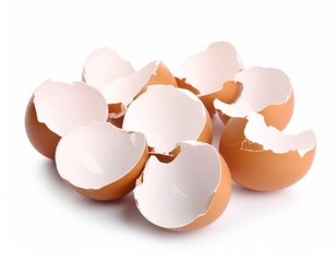 Broken Eggshells Isolated on White Background - High Detail Food Concept