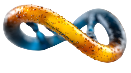 Abstract Infinity Symbol with Dynamic Liquid Flow and Bubbles