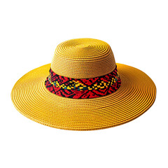 Stylish Wide Brim Sun Hat with a Bold Design and an Isolated on Transparent Background