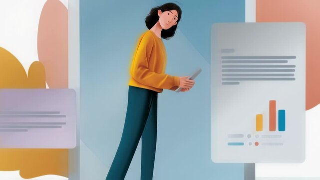 An illustration of an individual standing before a giant reflective screen where the AGI ethics coach displays a visual analysis of the persons recent choices emphasizing the importance