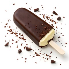 chocolate-coated vanilla ice cream stick