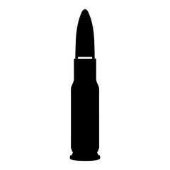 A Single Black Silhouette of a Rifle Cartridge Isolated on White