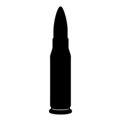 Silhouette of a bullet cartridge representing ammunition and weaponry concept