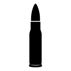 Silhouette of a bullet isolated on a white background, representing ammunition