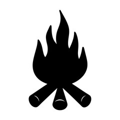 Simple Illustration of a Classic Bonfire with Three Logs and Flames