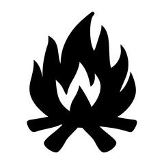 Stylized silhouette of a blazing campfire emitting intense heat upwards into the atmosphere