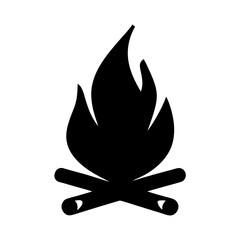 Simple stylized illustration of a campfire burning with logs and flames