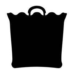 Silhouette of a wavy topped shopping bag with a rounded handle