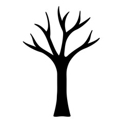 Striking Silhouette of a Bare Tree Standing Tall Against a White Canvas