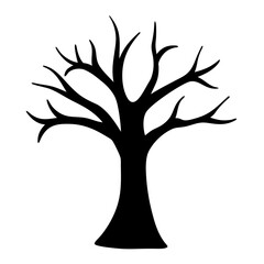 Silhouette of a Bare Tree with Branches Reaching Upward in Stark Contrast