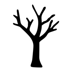 Fototapeta premium Silhouette of a leafless tree against white background symbolizing winter or death